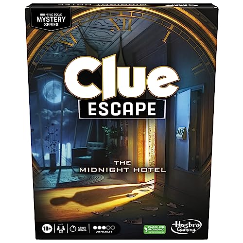 Clue Escape: The Midnight Hotel Board Game, Clue Escape Room Game, 1-Time Solve Mystery Games, Family Games for Ages 10+, 1-6 Players, 90 Mins. Avg.