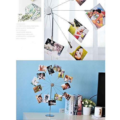 Mollytek Desktop Photo Holder With Clips Postcard Gift Card Picture Display Stand Decor Photo Tree Stand for Table Display Sky Wheel Romantic Design with Plated Wire and 14 Photo Metal Clips