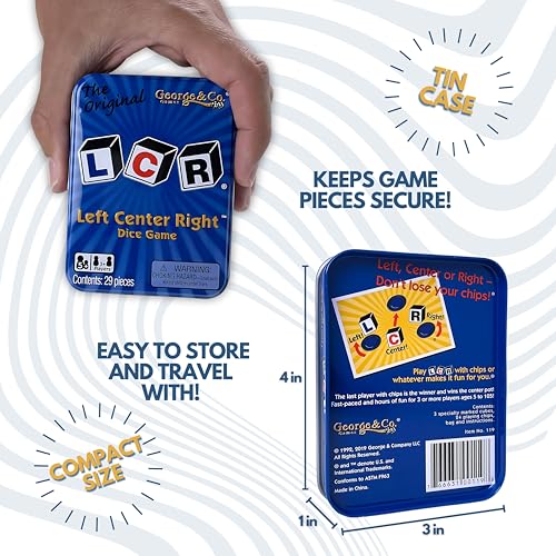 LCR® Left Center Right™ Dice Game - Blue Tin