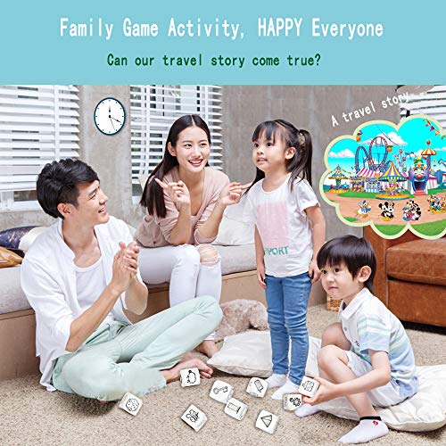 HCDIM DIY Happy Story Dice 9 Cubes Toys 54 Images Unlimited Stories Combinations Iconic Storytelling Game Imaginative Play for Kids