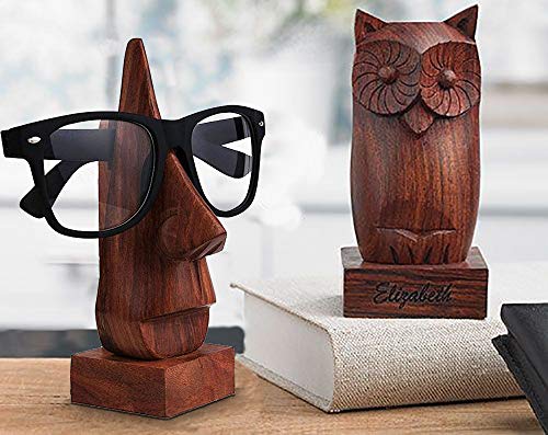 WhopperOnline classic hand made sheesham wood nose shaped Spectacle / Eyeglass display holder stand decorative for home and office (Brown, 6 inch), Birthday and Thanksgiving witty item for loved ones