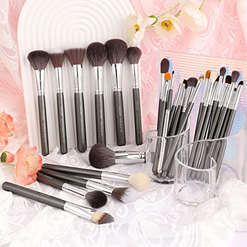 Docolor Professional Makeup Brush Set 29Pcs Makeup Brushes Valentines Day Gifts Premium Goat Synthetic Fiber Foundation Face Powder Blush Concealer Eyeshadows Make Up Brushes with PU Leather Case