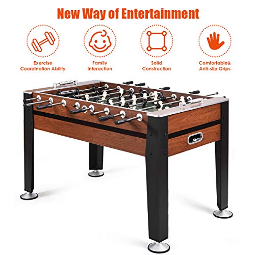 GYMAX Foosball Table, 54” Full Sized Soccer Game Table with 2 Footballs, Game Tables for Game Room Adults Kids Family Night