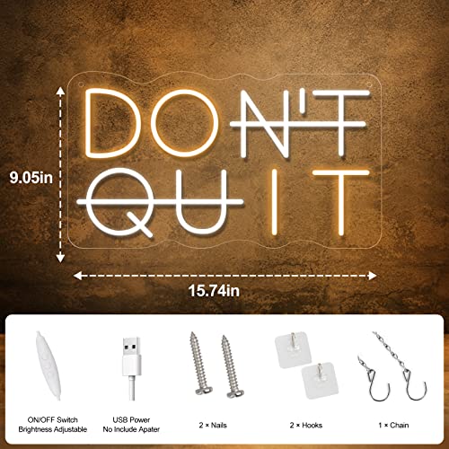 Don't Quit LED Neon Sign for Wall Decor, DO IT LED Neon Lights Party Decorations, USB Powered Switch LED Neon Lights lighting adjustable for Office Room, Gym Room, Man Cave, Gamer Room