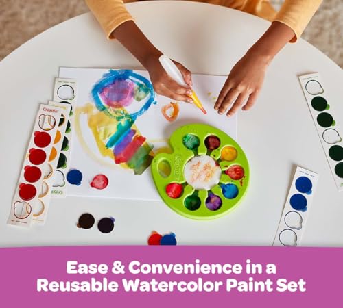 Crayola Watercolor Pop & Paint Palette, Washable Paint Kit, Less Mess Watercolor Paint Set for Kids, Toddler Stocking Stuffers & Gifts