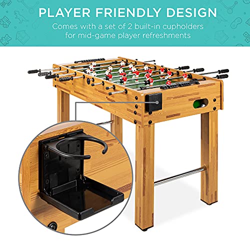 Best Choice Products 48in Competition Sized Foosball Table, Arcade Table Soccer for Home, Game Room, Arcade w/ 2 Balls, 2 Cup Holders - Light Brown