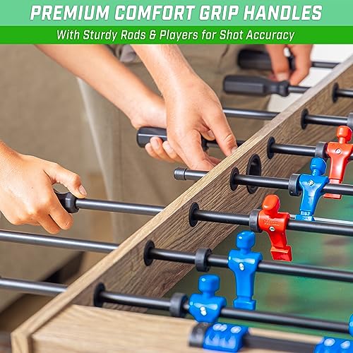 GoSports 48 Inch Game Room Size Foosball Table - Oak Finish - Includes 4 Balls and 2 Cup Holders