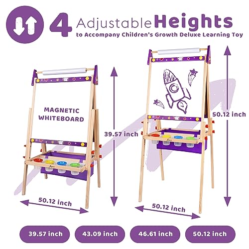 Joyooss Art Easel for Kids Easel for Toddlers, Adjustable Standing Wooden Toddler Easels Kids Board Whiteboard & Chalk Board Kids Dry Erase Board, Art Easel for Kids Age 2-4 4-8 9-12 Drawing Easels