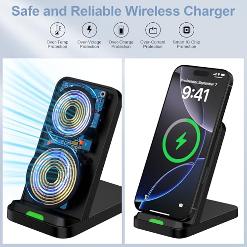 Wireless Charger Fast Charging Pad Stand for Motorola Edge 2024/G Stylus 5g/Razr/G Power 2024,15W Wireless Desk Phone Charger Station for Samsung Galaxy Z Fold 6/Flip 6/S24 Plus/FE/S23/S22/S21/S20/S10