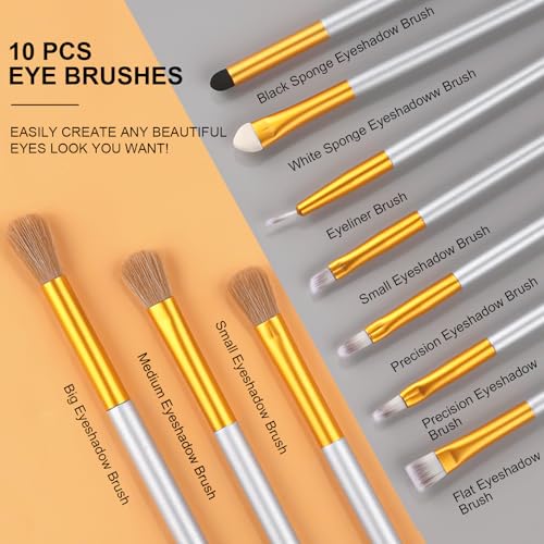 Makeup Brush Set,VANDER 24pcs Premium Synthetic Makeup Brushes for Foundation, Professional Eyeshadow, Eyeliner, Concealer Make up Brush Kit with Cloth Travel Makeup bag, Champagne