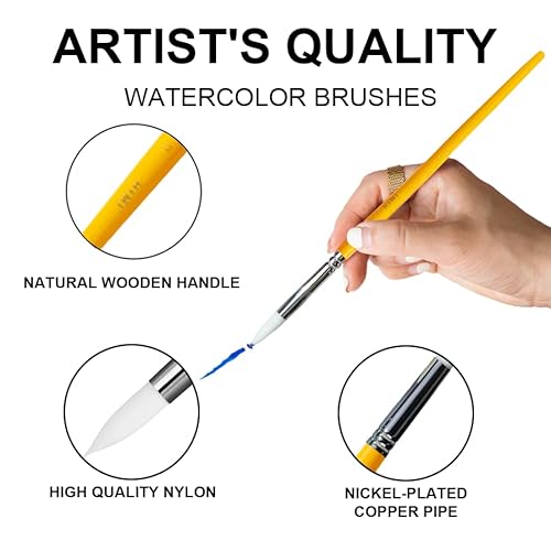 HIMI Little Bird Paint Brushes Set 5 Pcs for Watercolors Paint，Set of 5 Watercolor Paint Brushes for Beginners & Pros, Nice Gift for Art hobbyist Beginners Artists (Yellow,5 Pcs)