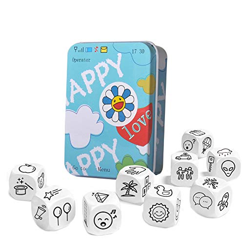 HCDIM DIY Happy Story Dice 9 Cubes Toys 54 Images Unlimited Stories Combinations Iconic Storytelling Game Imaginative Play for Kids