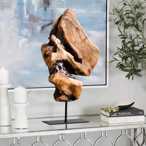 WELLAND Irregular Cedar Wood Root Sculpture Decoration, Natural Edge Tabletop Statues, Handmade Ornaments Décor for Home Office