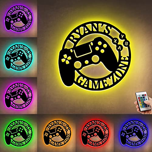 Personalized Gamer Name Neon Sign with 16 Colors and Remote Control Gamepad Controller Shape Neon Lights for Teen Boys Bedroom Wall Decor, LED Night Light for Kids Game Room,Best Gamer Gifts (Style-9)