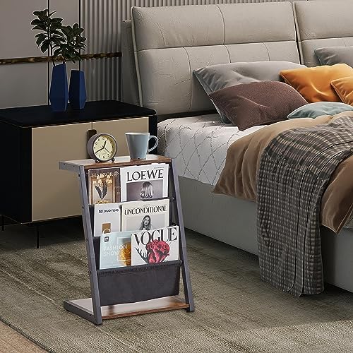 JOIN IRON Storage Bookshelf, Detachable Brochure Display Stand, Floor-Standing Magazine Rack with 4 Pockets, Newspaper Stand Easy to Move Easy to Assemble Compartments for Living Room