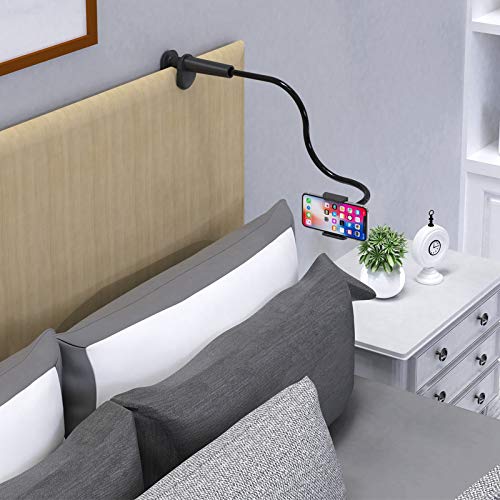 Phone Holder Bed Gooseneck Mount - Flexible Arm 360 Mount Clip Adjustable Bracket Clamp Stand Compatible with Cell Phone 11 Pro XS Max XR X 8 7 6 Plus 5 4, Samsung S10 S9 S8 for Bedroom Desk