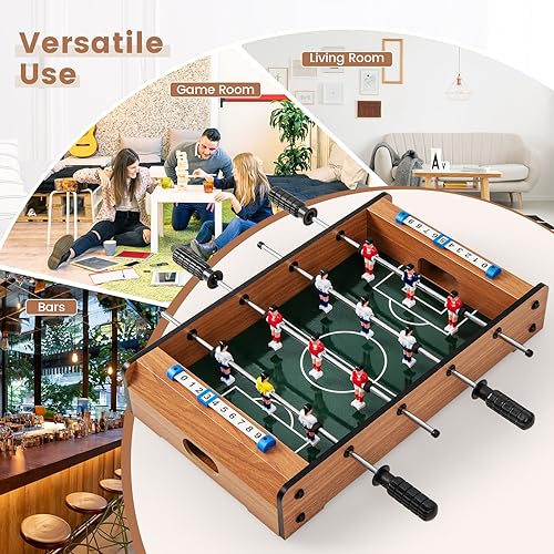 GYMAX Foosball Table, 20” Tabletop Mini Soccer Game with 2 Footballs & Score Keeper, Portable Arcade Game Table Set for Kids Adult Family Night, Game Room, Party