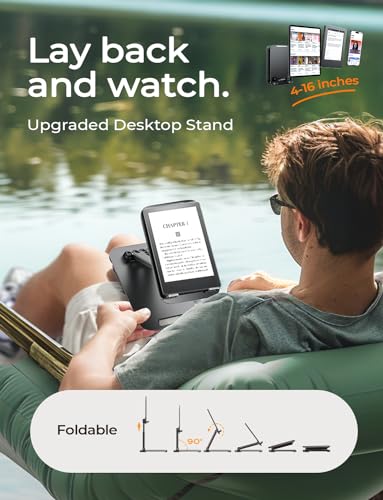 LISEN Tablet Stand for iPad Stand Holder Desk, Foldable iPad Pro Holder Portable Monitor Stand Travel Accessories, Home Office Desk Accessories for Men Gifts 2024 iPad Tab Kindle iPhone 4-15.9" Black