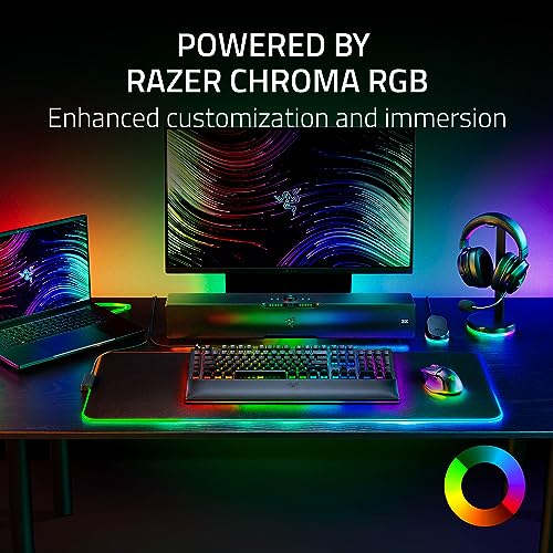 Razer Base Station V2 Chroma Headphone Headset Stand Holder: Chroma RGB Lighting - Taller Stand & Anti-Slip Ledge - USB Charging Ports - Anti-Slip Rubber Base - 3.5mm Port + Built-in DAC - Black