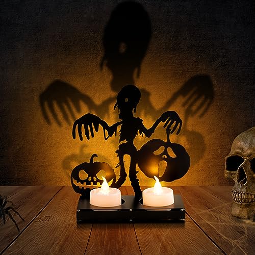 N&T NIETING Candle Holder Funny Shadow, Halloween Black Candle Holders Home Decor Centerpiece Candleholder Tabletop Decorative TeaLight Candle Stands Decorations Gift