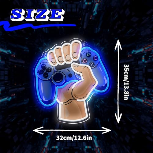 Game Controller Neon Sign for Gamer Room Decor USB Powered Dimmable LED Game Neon Lights for Boys Teen Bedroom Decorations, Game Room Accessories Wall Decor Birthday Gifts(White)