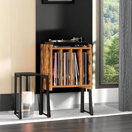 TUTOTAK Record Player Stand, Record Storage Table, End Table with Vinyl Holder Display Shelf, Side Table, Turntable Stand, Nightstand V1TB01BB045