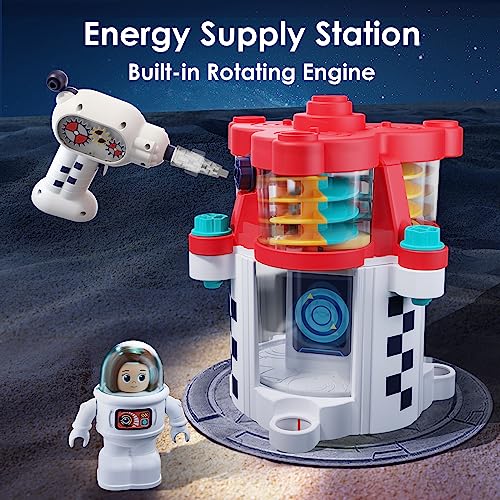 iPlay, iLearn Rocket Space Toy, Kid Spaceship Playset W/Space Shuttle, 2 Astronauts, Educational STEM Take Apart Outer Space Adventure W/Electric Drill, Stocking Gift for 3 4 5 6 7 8 Year Old Boy Girl