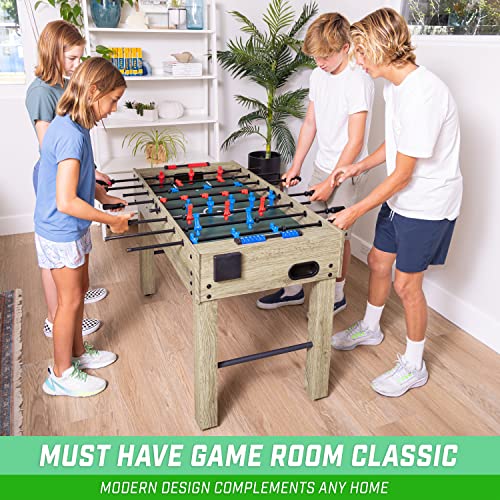 GoSports 48 Inch Game Room Size Foosball Table - Oak Finish - Includes 4 Balls and 2 Cup Holders