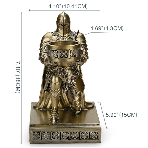 HDMbigmi King's Guard Kneeling Knight Candlestick Holders Resin Posture TeaLight Holder Warrior Mobile Phone Stand Pen Holder Candle Holder for Restaurant, Altar, Home Table(Bronze)