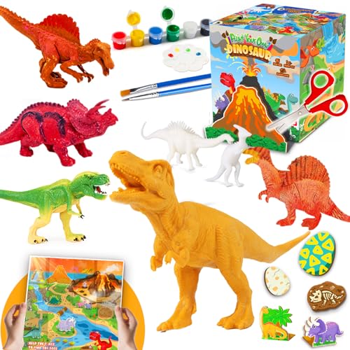 FUNZBO Dinosaur Toys for Kids 3-5, Painting Kits for Kids Ages 4-8 with Art Supplies, Arts and Crafts for Kids, Painting Set Toys for 6 7 8 9 10 11 12 Years Old Toddlers Boys Christmas Birthday Gifts