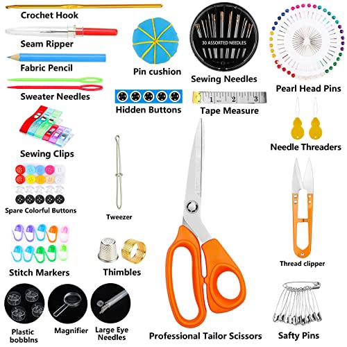 Sewing Kit for Adults,Maxfanay Needle and Thread Kit for Sewing,Professional Sewing Supplies Accessories with Tailor Scissors,43XL Thread,30 Needles,Thread Snips and More for Travel Home Beginners