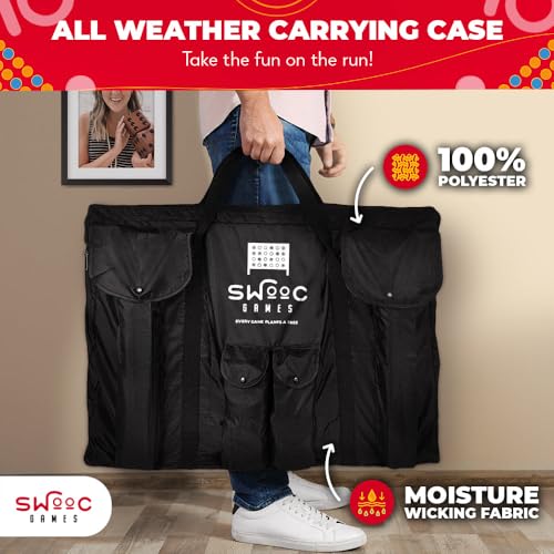 SWOOC Games - Giant Four in a Row (All Weather) with Carrying Case & 60% Quieter Design - Giant Connect - 4 Game - Giant Outdoor Games - Yard Games for Kids and Adults - Backyard Games - Giant Games