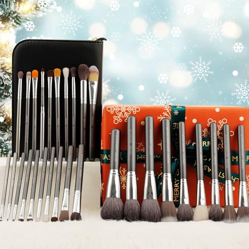 Docolor Professional Makeup Brush Set 29Pcs Makeup Brushes Valentines Day Gifts Premium Goat Synthetic Fiber Foundation Face Powder Blush Concealer Eyeshadows Make Up Brushes with PU Leather Case