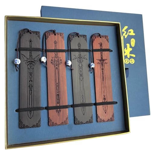 ZQZYMXQ 4Pcs Sword Bookmark, Cool Bookmarks for Men, Gifts for Book Lovers Men (Sword Set)