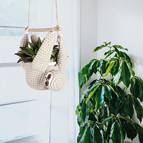 Evbopa Sloth Gifts Sloth Plant Hanger for Succulent Pot Hanging Planter for Plant Lovers Home Decor Planter Macrame Plant Hanger | 5 Inch Plant Holder