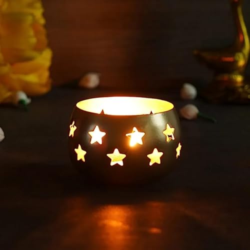 B H Handicrafts Handmade Votive Gold Tealight Candle Holders Stand Decorative Tabletop Pillar Candlestick for Wedding Decoration Vintage Style Perfect for Centerpieces Home Decor Gifts (Pack of 1)