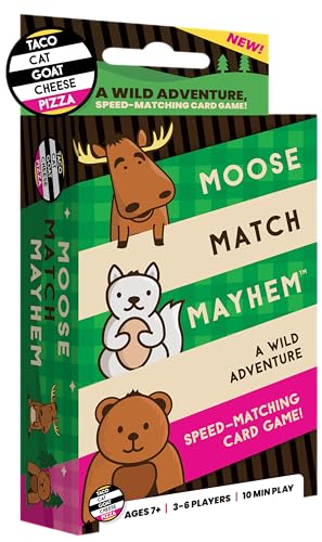 Moose Match Mayhem - by Taco Cat Goat Cheese Pizza – A Wild Adventure, Speed-Matching Card Game! Easy, Fast and Fun for Family Game Night for Kids Ages 7+, Teens, Adults