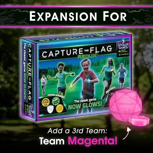 3-Team Expansion for Glow-in-The-Dark Capture The Flag Redux | Adds 4 Players & 1 Extra Team | Glow in The Dark Games | Light Up Kids Games Set | Outdoor Gifts for Girls 8-12+ | Go Team Magenta!