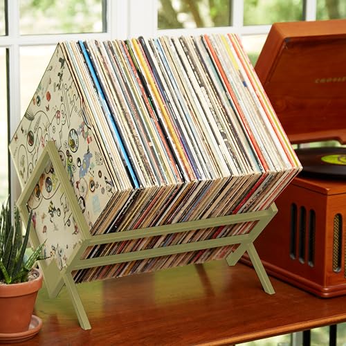 MODERN VINYL Record Holder - Gold Metal - 80-100 LP Storage - Simple, Quick Assembly - Vinyl Display, Storage - High-End Design - Protects Vinyl - Organize Albums - Book, Magazine, Files