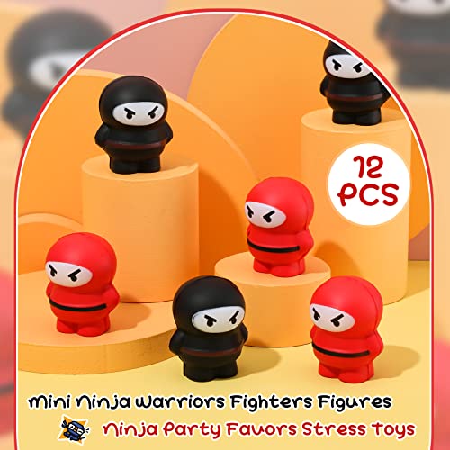 Jerify 12 Pieces Ninja Stress Balls Warriors Fighters Figures Ninja Party Favors Stress Toys Ninja Stress Toys Soft Funny Ninja Slow Rising Toys for Ninja Themed Birthday Party Favors Supplies