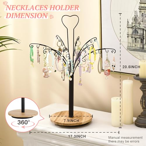 BNING Necklace Holder, Rotating Necklace Display Stand 48 Hooks for Long Necklaces Organizer, Bracelets Holder Keychains Display - Large Capacity Jewelry Necklace Display for Vendors Selling