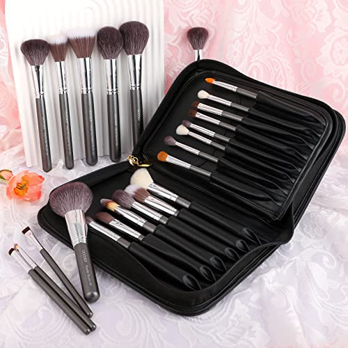 Docolor Professional Makeup Brush Set 29Pcs Makeup Brushes Valentines Day Gifts Premium Goat Synthetic Fiber Foundation Face Powder Blush Concealer Eyeshadows Make Up Brushes with PU Leather Case