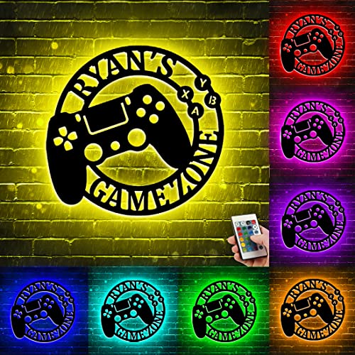 Personalized Gamer Name Neon Sign with 16 Colors and Remote Control Gamepad Controller Shape Neon Lights for Teen Boys Bedroom Wall Decor, LED Night Light for Kids Game Room,Best Gamer Gifts (Style-9)