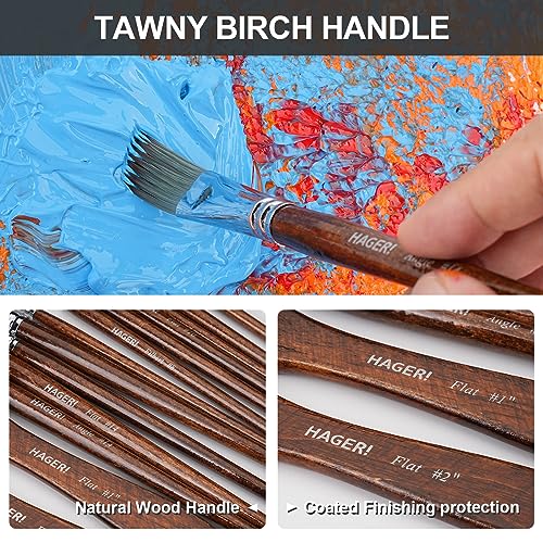 HAGERI 20 Pieces Paint Brushes, Expert Synthetic Nylon Bristles Paint Brush Kit with Palette Knife & Suede Leather Roll, Paint Brushes Set for Oil, Acrylic, Watercolor, Gouache and Detail Paintings