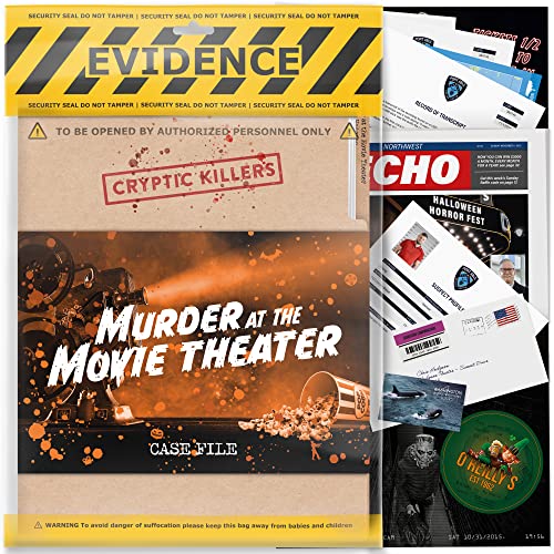 Cryptic Killers Unsolved Murder Mystery Game - Cold Case File Investigation - Detective Clues/Evidence - Solve The Crime - Individuals, Date Nights & Party Groups - Murder at The Movie Theater