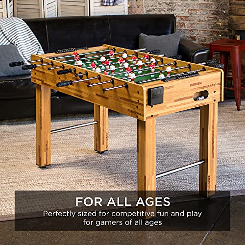 Best Choice Products 48in Competition Sized Foosball Table, Arcade Table Soccer for Home, Game Room, Arcade w/ 2 Balls, 2 Cup Holders - Light Brown