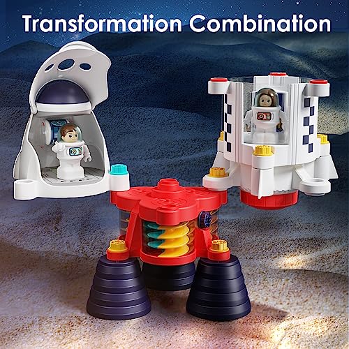 iPlay, iLearn Rocket Space Toy, Kid Spaceship Playset W/Space Shuttle, 2 Astronauts, Educational STEM Take Apart Outer Space Adventure W/Electric Drill, Stocking Gift for 3 4 5 6 7 8 Year Old Boy Girl