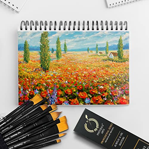 Pinturale Arts Set of 12 Brushes for Acrylic & Oil Painting | Acrylic & Oil Masters | Acrylic Paint Brush Set | Handmade Professional Oil Paint Brush Set | Acrylic Brush Set, Oil Paint Brushes