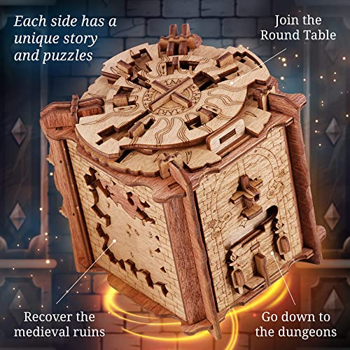 iDventure Cluebox - The Trial of Camelot - Escape Room Game - Puzzle Box - 3D Wooden Puzzle - sequential Puzzle - 3D Puzzles for Adults - Brain Teaser - Birthday Gift Gadget for Men - Money Box