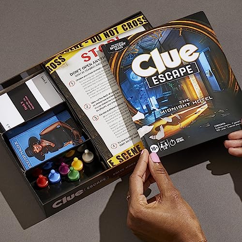 Clue Escape: The Midnight Hotel Board Game, Clue Escape Room Game, 1-Time Solve Mystery Games, Family Games for Ages 10+, 1-6 Players, 90 Mins. Avg.